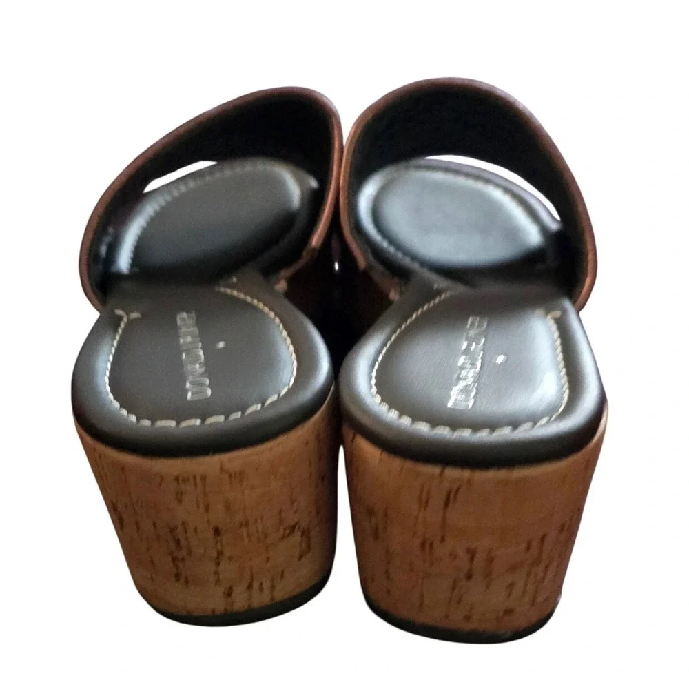 Donald J Pliner‎ Womens Bronze Metallic Woven Leather Cork Wedge Sandals sz8
